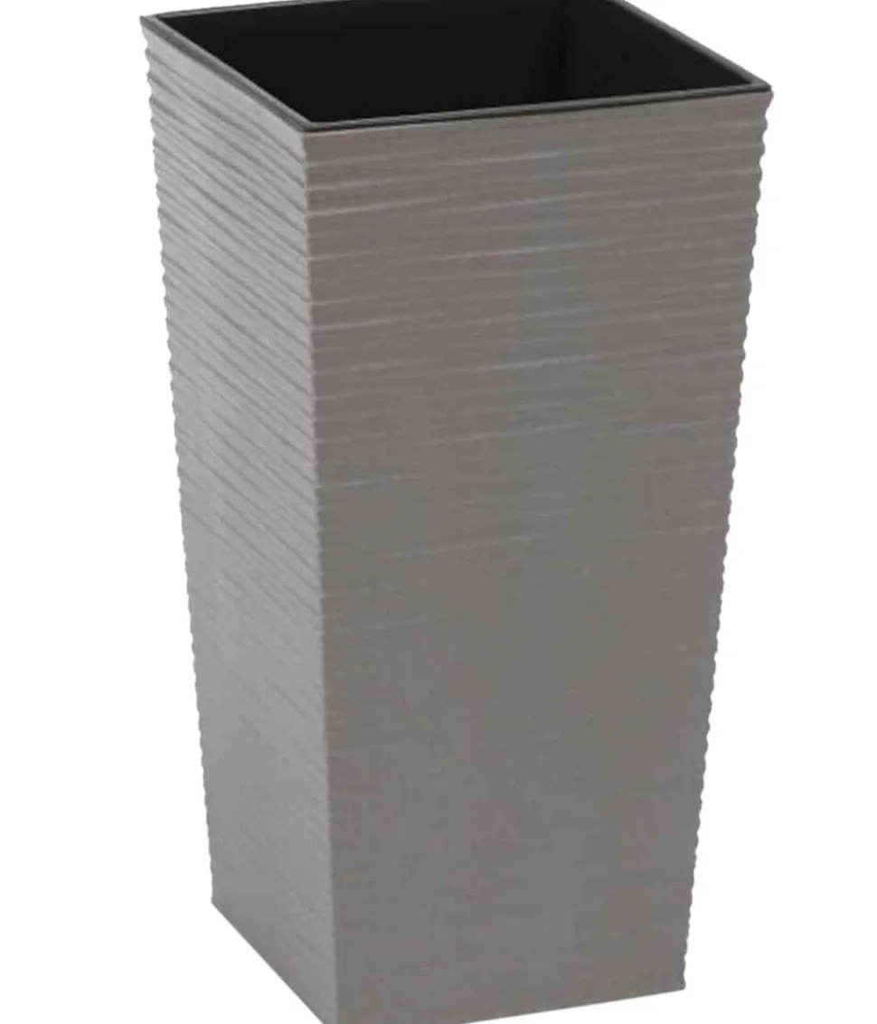 Siena Garden Kunststoff-Topf ECO Nizza, konisch, grau, ca. B25/H46,5/T25 cm, 2er-Set
