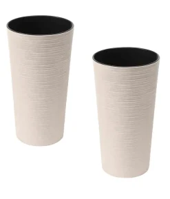 Siena Garden Kunststoff-Topf ECO Locon, konisch, weiß, ca. Ø25/H46,5 cm, 2er-Set
