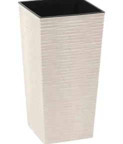 Siena Garden Kunststoff-Topf-Set ECO Nizza, konisch, weiß, ca. B25/H46,5/T25 & B30/H57/T30 cm, 2-teilig