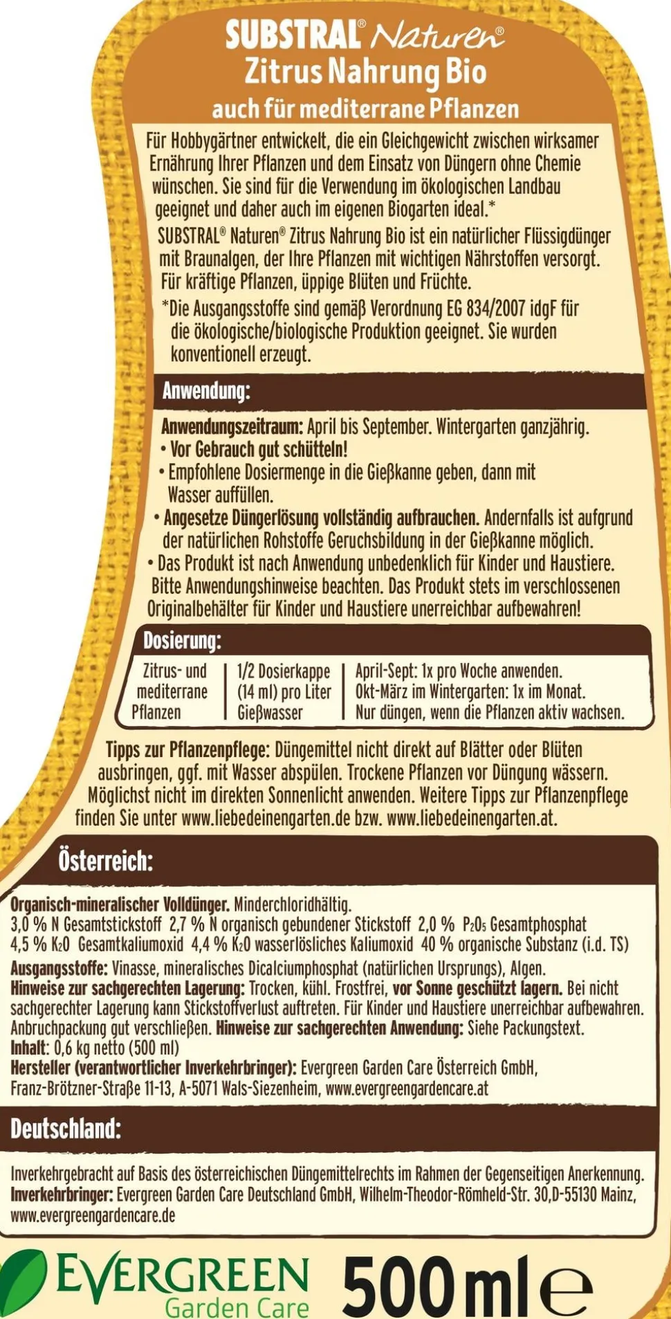Substral® Naturen® Zitrus Nahrung, flüssig, 500 ml