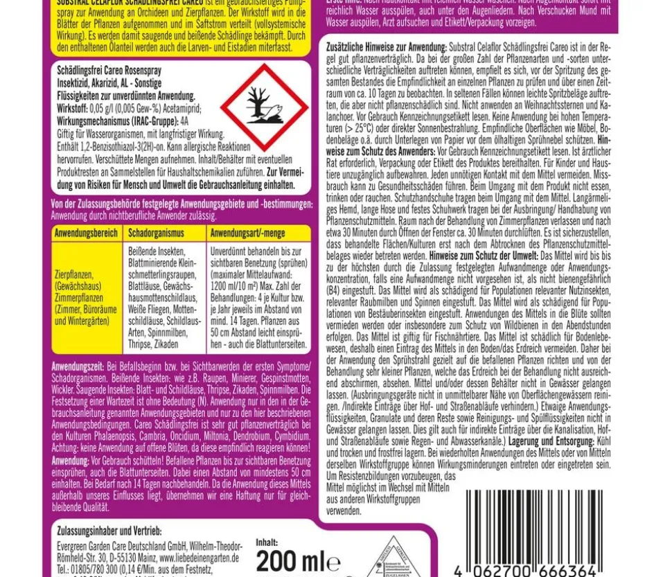 Substral® Celaflor® Schädlingsfrei Careo® für Orchideen & Zierpflanzen, 200 ml