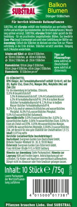 Substral® Dünger-Stäbchen für Balkonblumen, 10 Stk.