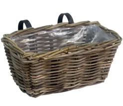 Van der Leeden Rattan-Balkonkorb, rechteckig, grau