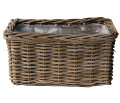 Van der Leeden Rattan-Pflanzkasten, graubraun
