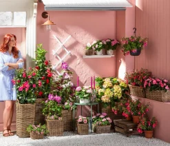 Van der Leeden Rattan-Pflanzkasten, graubraun