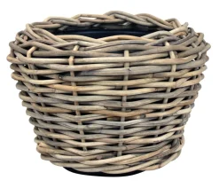 Van der Leeden Rattan-Topf Drypot, rund, grau/braun
