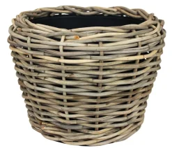 Van der Leeden Rattan-Topf Drypot, rund, grau/braun