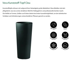 Veca Kunststoff-Topf Clou inkl. Pflanzeinsatz, konisch, anthrazit